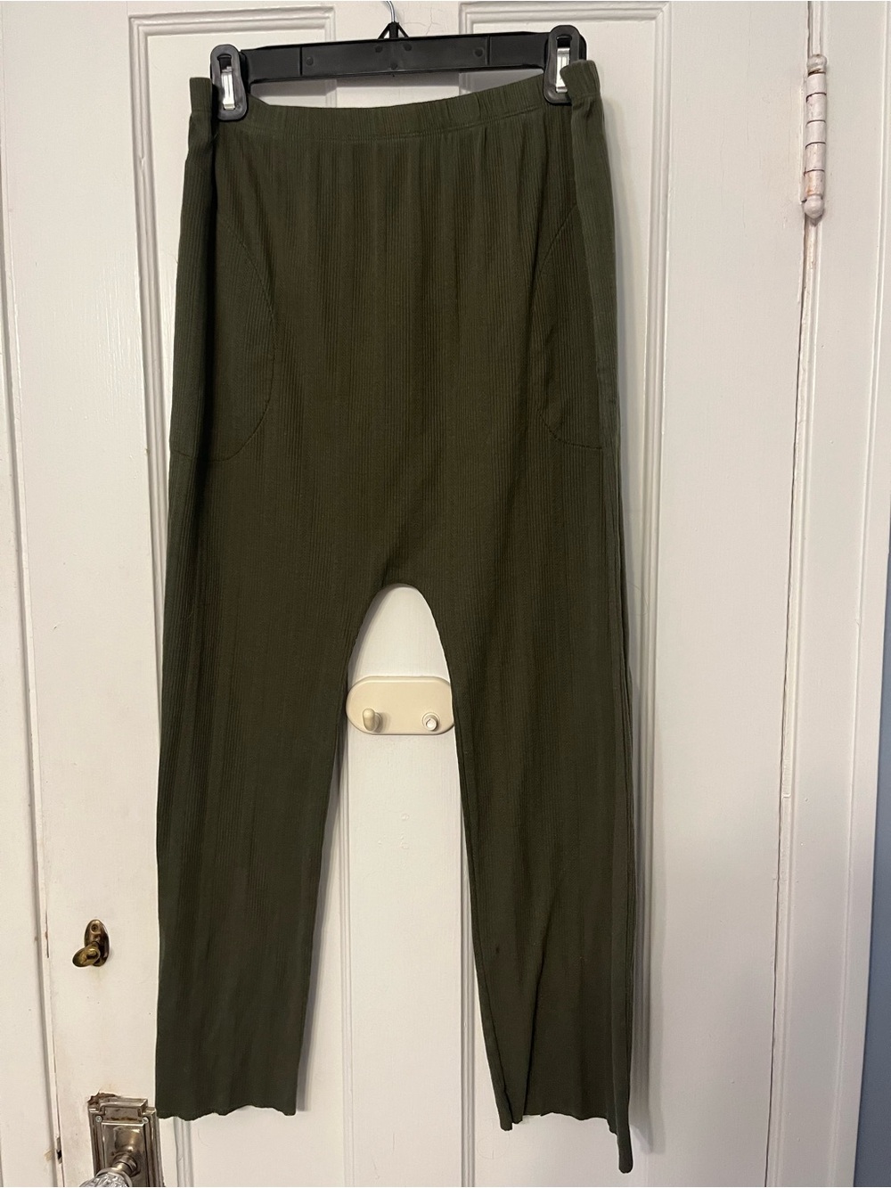 THE GREAT. Sleep Olive Green Henley Pointelle Crop Lounge Set 2pcs Small 1 - Picture 4 of 9